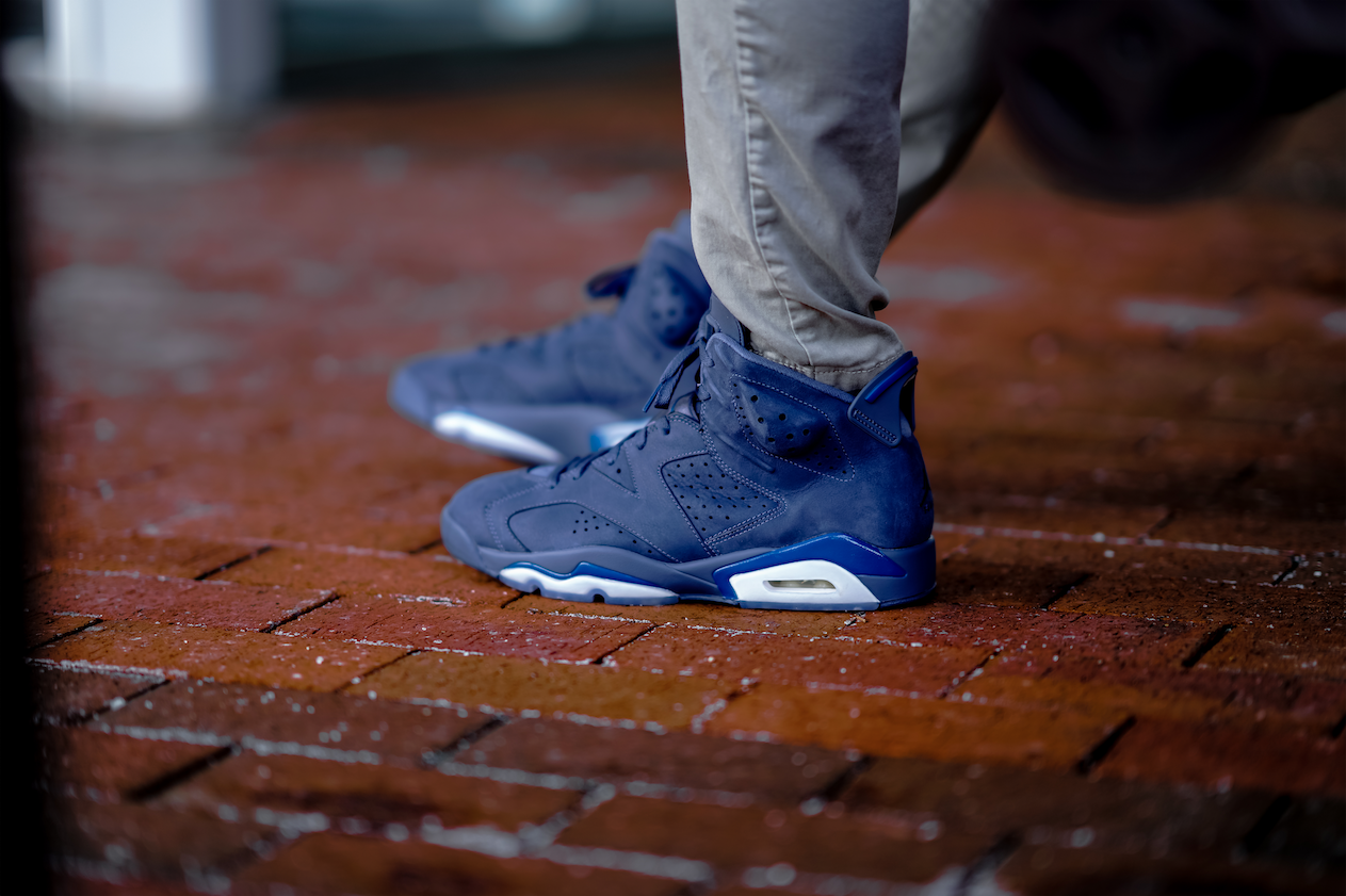 diffused blue jordan 6 on feet